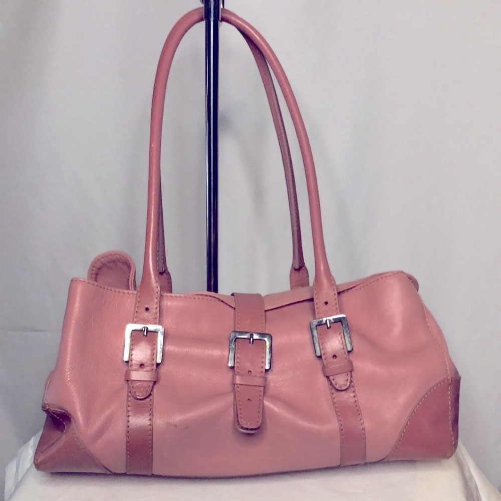 Women's Pink Leather Satchel Shoulder Bag